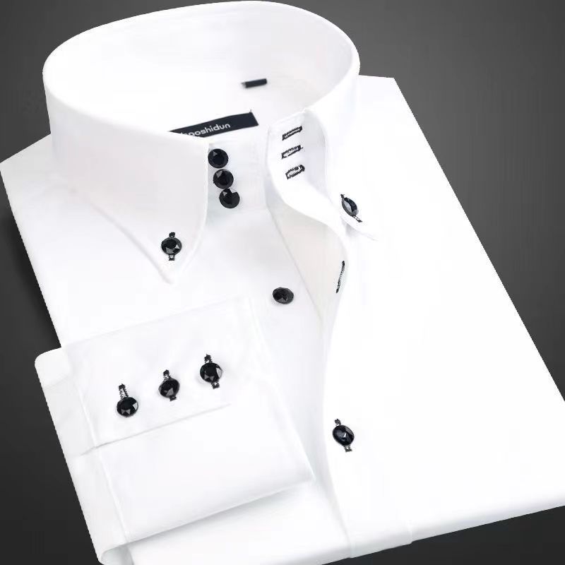 Korean Men Formal Wear - Dress Shirt for Men Button-down Collared