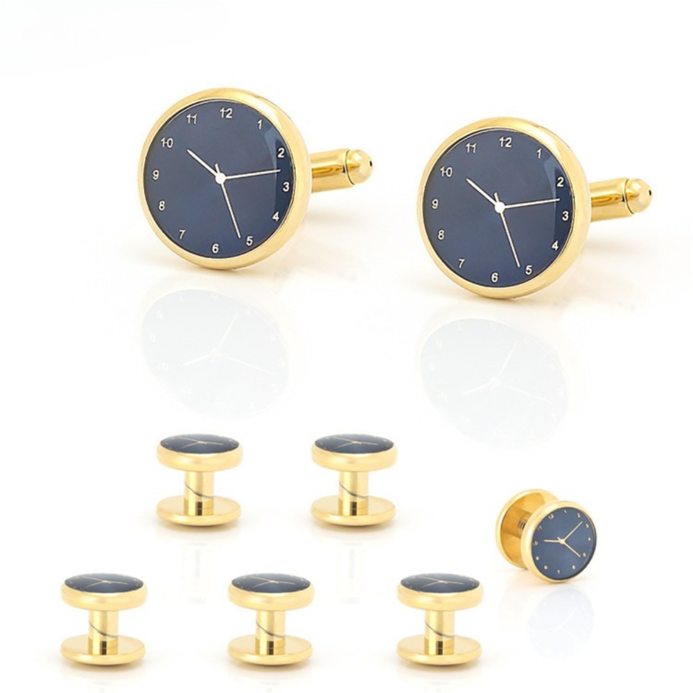 Cufflinks Silver Set - Time Aesthetics Gold Silver Clock Cufflinks