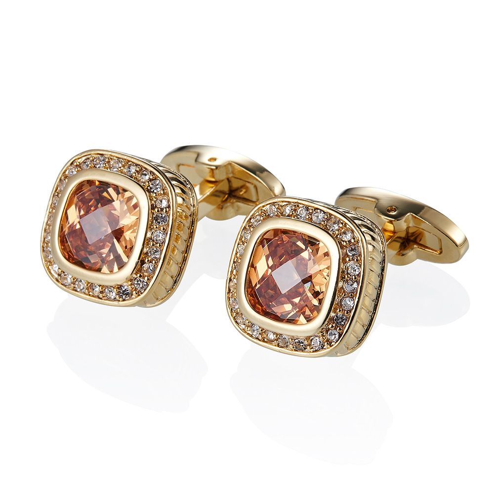 Dress Shirt French Cuff - High Quality Tortoise Face Champagne Crystal