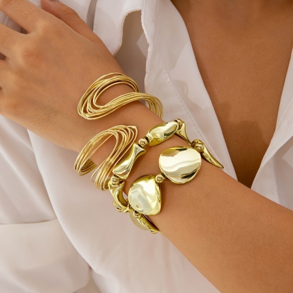 Cufflinks Silver Set - New Irregular Open Cuff Bracelets Gold