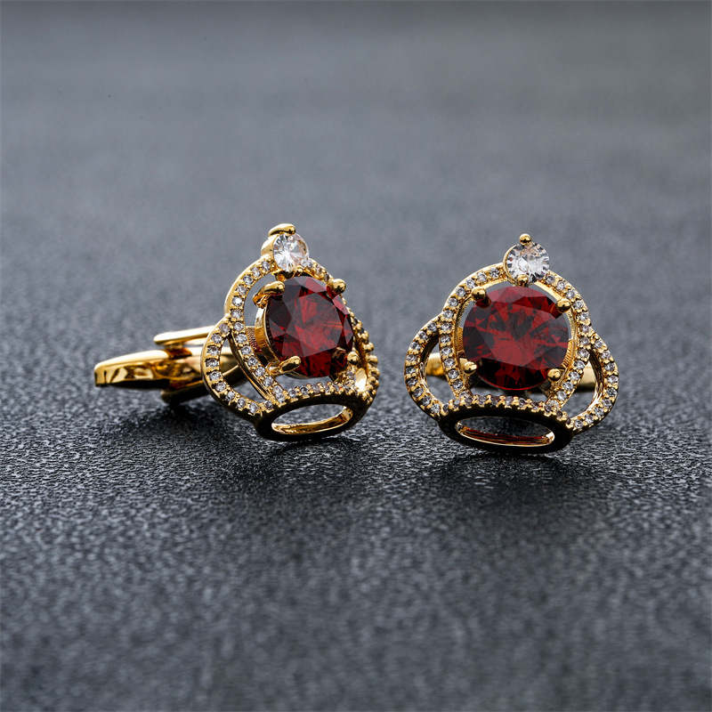 Dress Shirt French Cuff - Men's Cufflinks Crown Zircon Rhinestones High-end