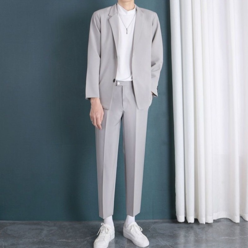 Korean Men Formal Wear - Men's Apricot Tow Piece Suit Set
