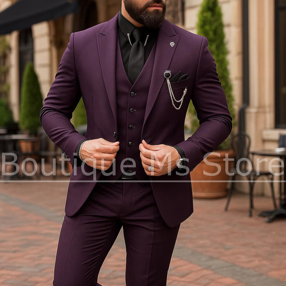 Men's 3 Piece Suit Single Brea - Men Formal Wear Outfits 评论和价格