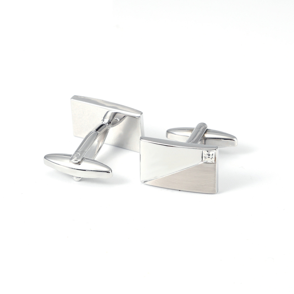 Simple Geometric Diamond Studd - Cufflinks Silver Set 评论和价格