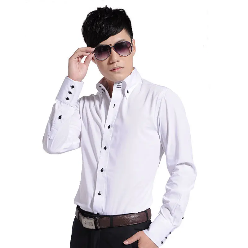Dress Shirt for Men Button-dow - Korean Men Formal Wear 评论和价格