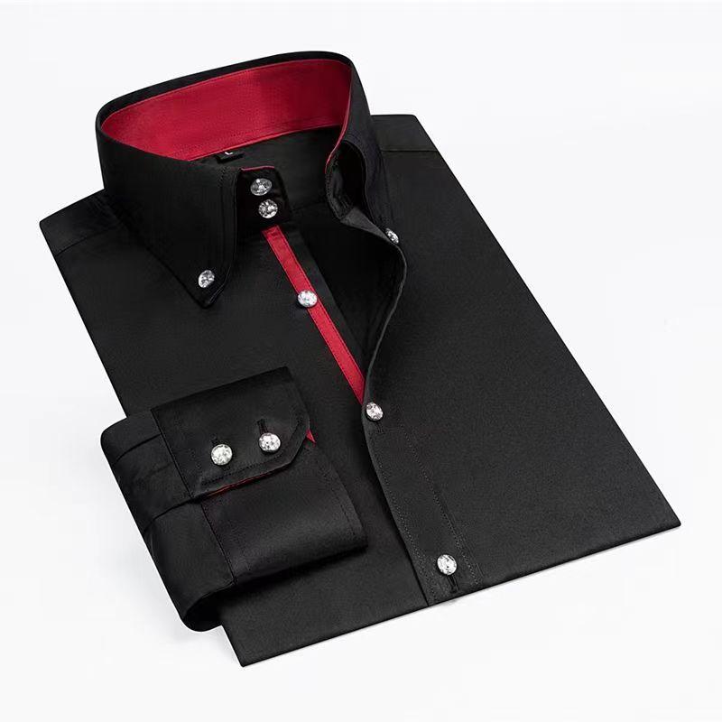 Men Designer Dress Shirt Butto - Korean Men Formal Wear 评论和价格
