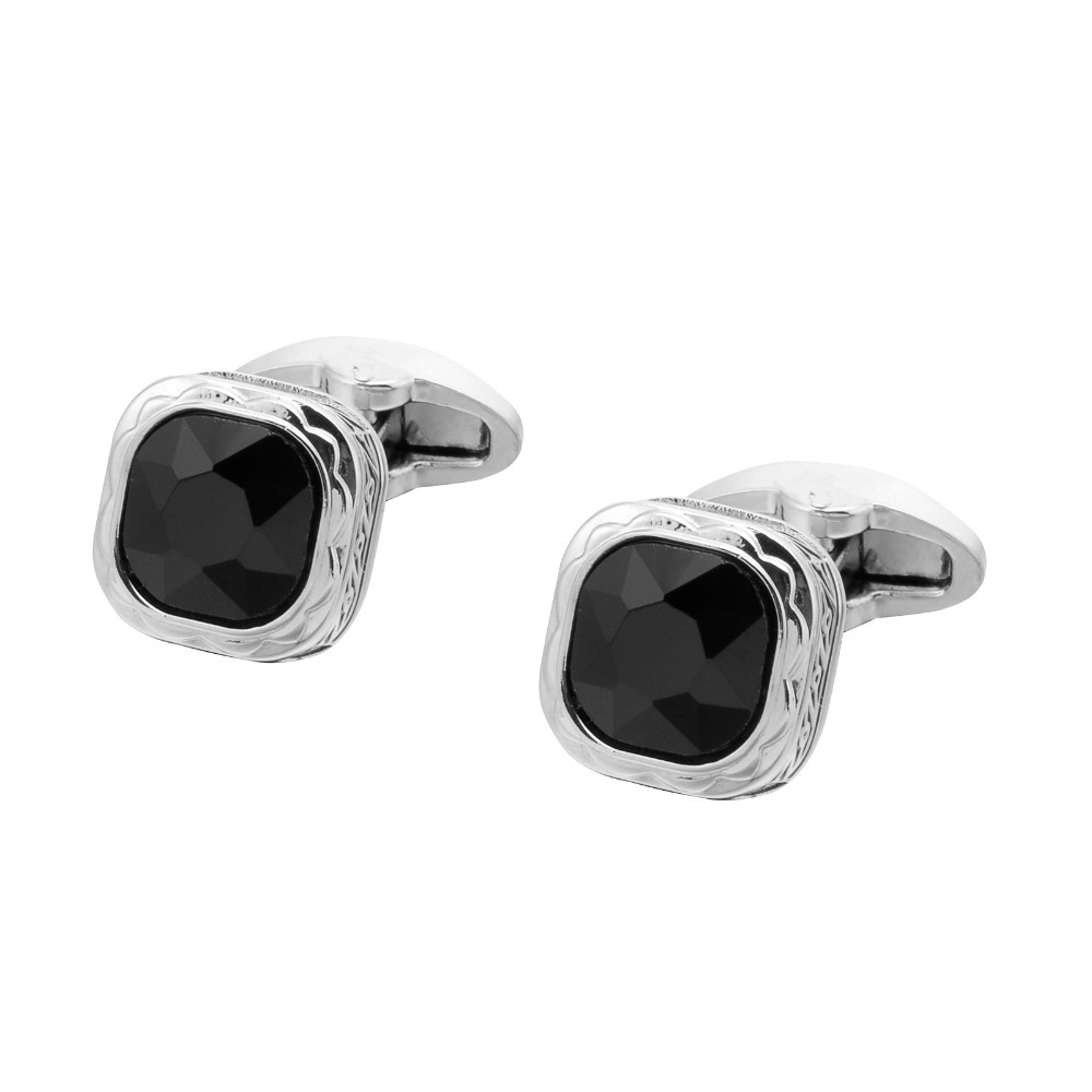 Black Gemstone French Cufflink - Dress Shirt French Cuff 评论和价格