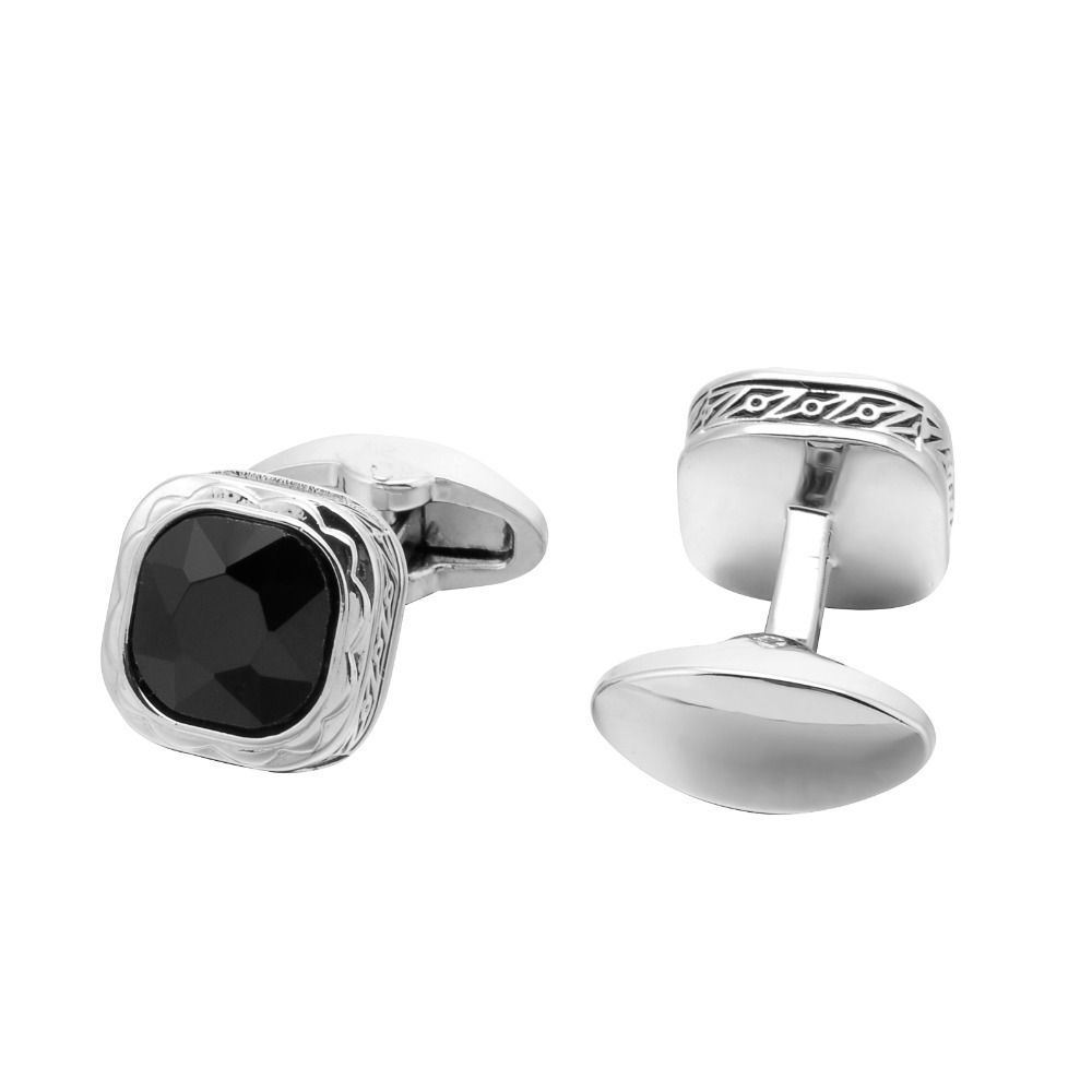 Black Gemstone French Cufflink - Dress Shirt French Cuff 评论和价格