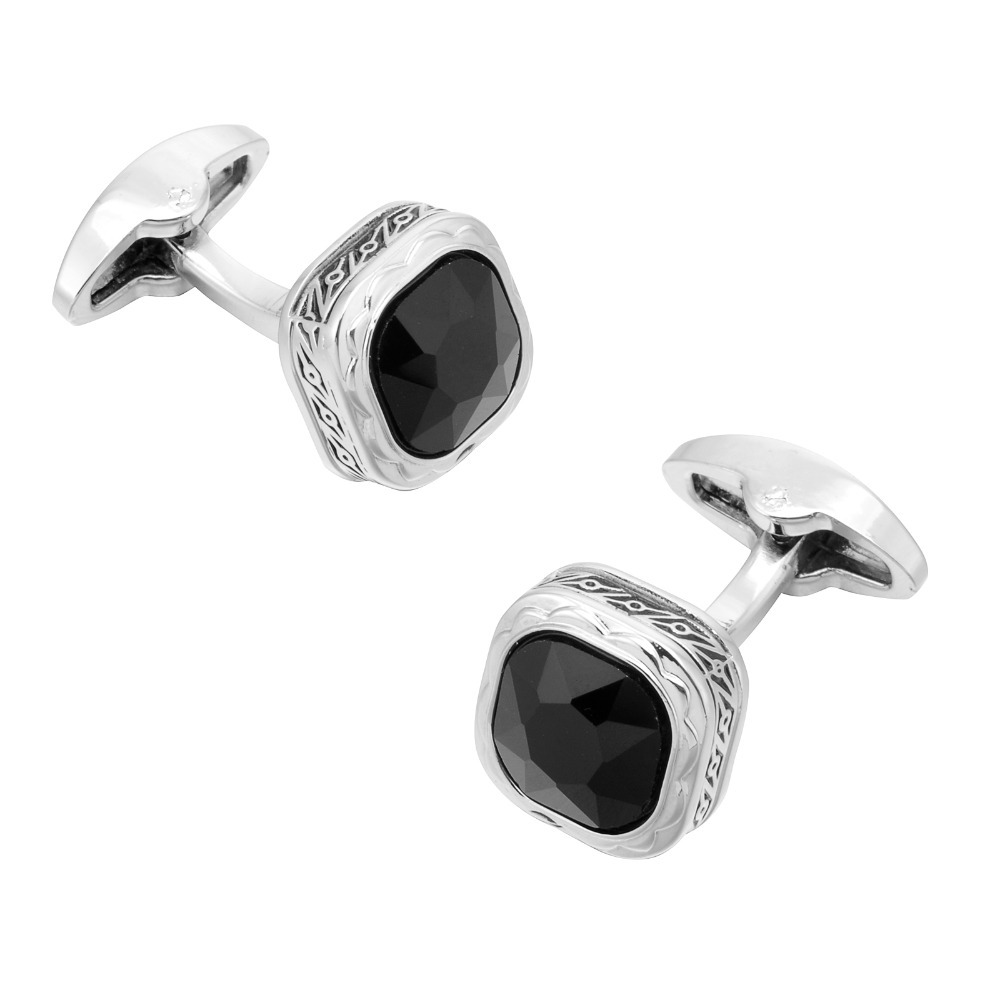 Black Gemstone French Cufflink - Dress Shirt French Cuff 评论和价格