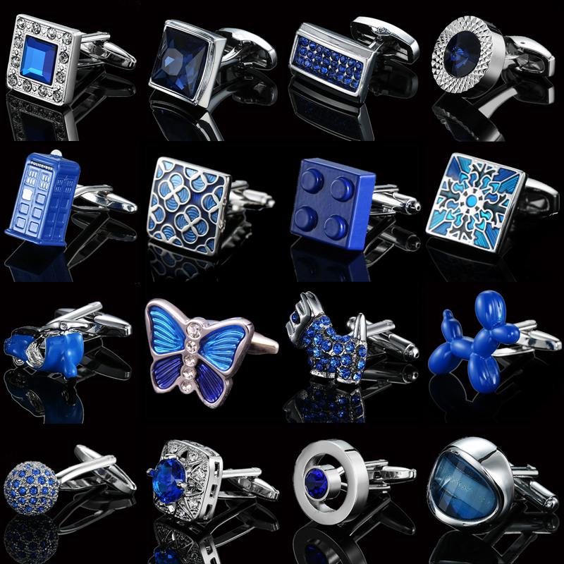 Men's Cufflinks Blue Butterfly - Dress Shirt French Cuff 评论和价格