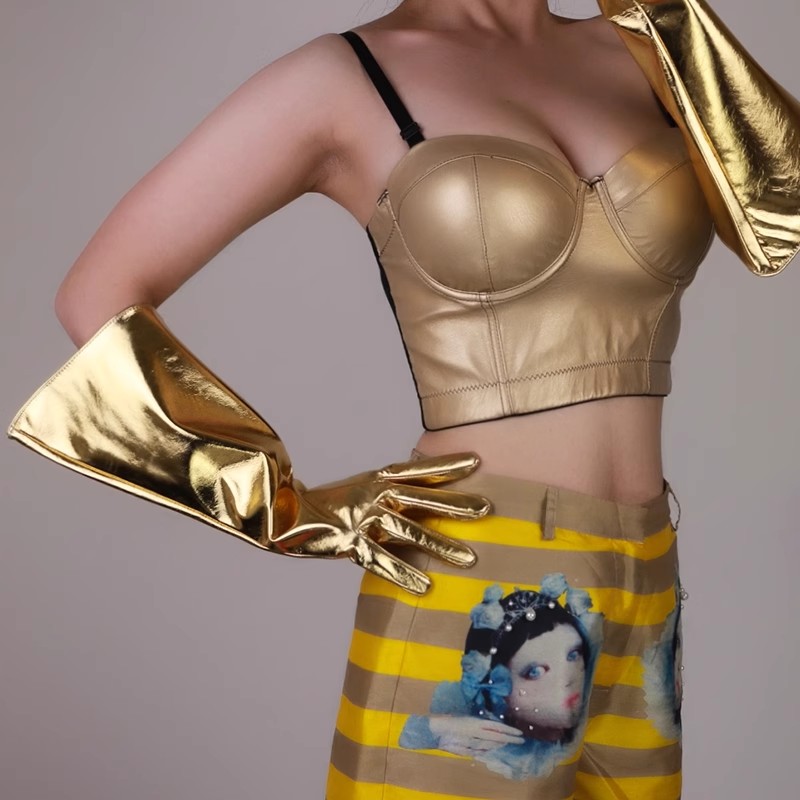 Women's Fashion PU Leather Wid - Formal Glove Leather 评论和价格