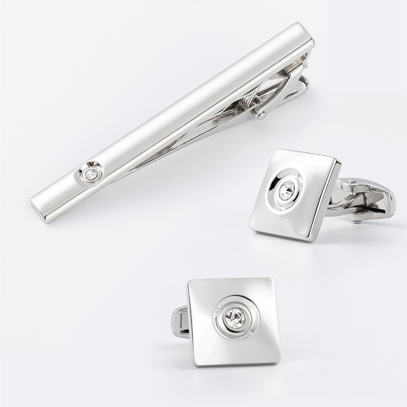 Light Luxury Gold Silver Squar - Cufflinks Silver Set 评论和价格
