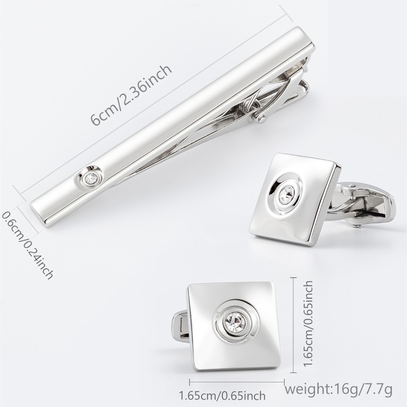 Light Luxury Gold Silver Squar - Cufflinks Silver Set 评论和价格