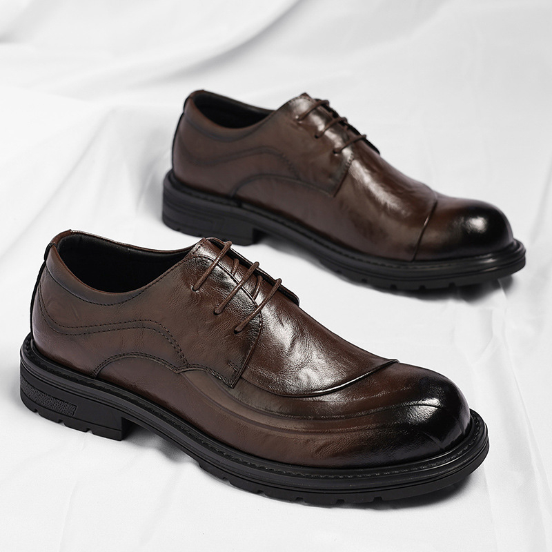 Brown Burnished Genuine Leathe - Men'S Formal Wear For A Wedding 评论和价格