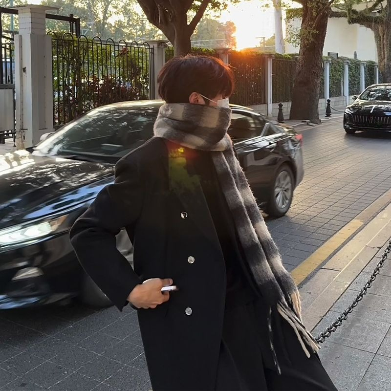 Korean Inspired Men's Wool Ove - Korean Men Formal Wear 评论和价格