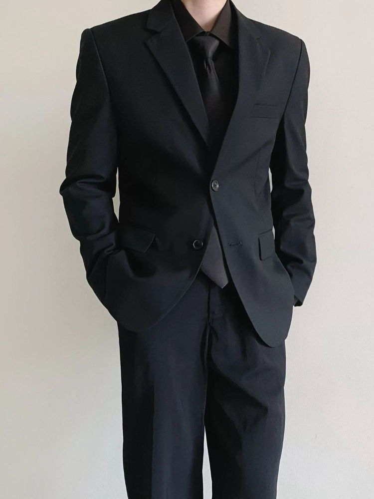 Men's Black Suit Set Business  - Korean Men Formal Wear 评论和价格
