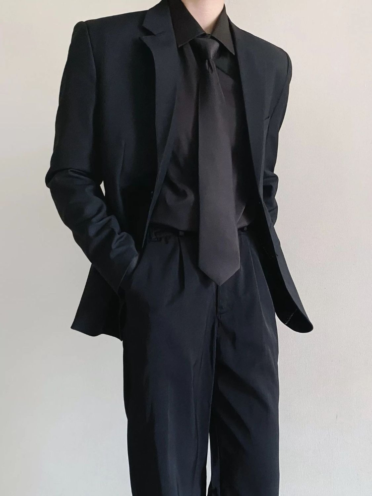 Men's Black Suit Set Business  - Korean Men Formal Wear 评论和价格