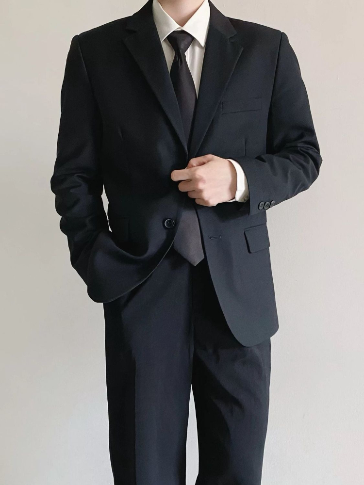 Men's Black Suit Set Business  - Korean Men Formal Wear 评论和价格