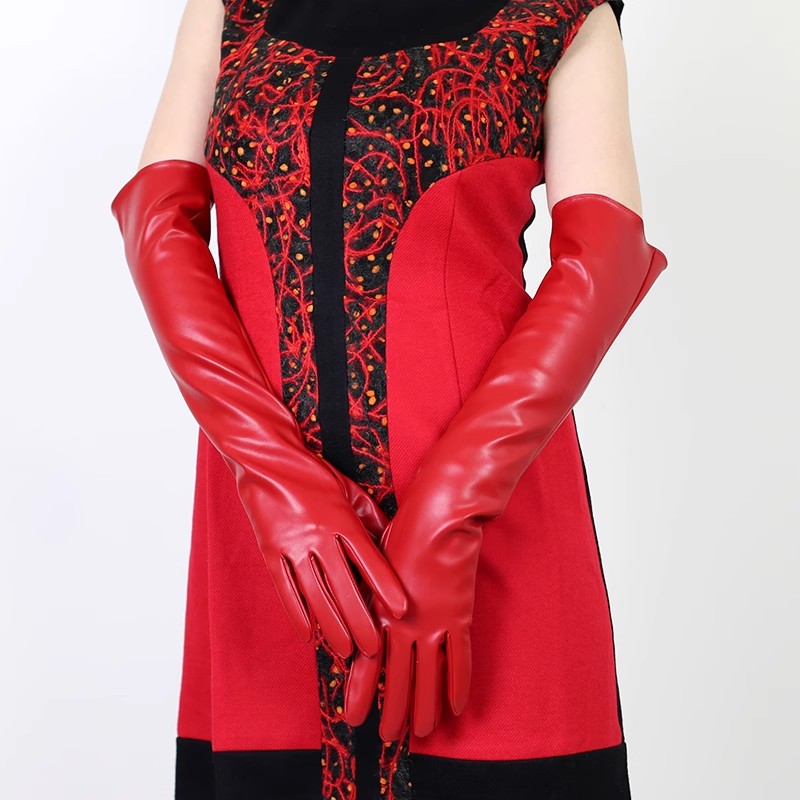 Women's Runway Fashion Red PU  - Formal Glove Leather 评论和价格