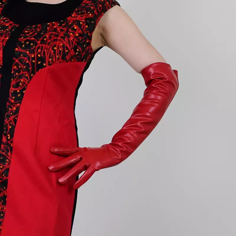 Women's Runway Fashion Red PU  - Formal Glove Leather 评论和价格