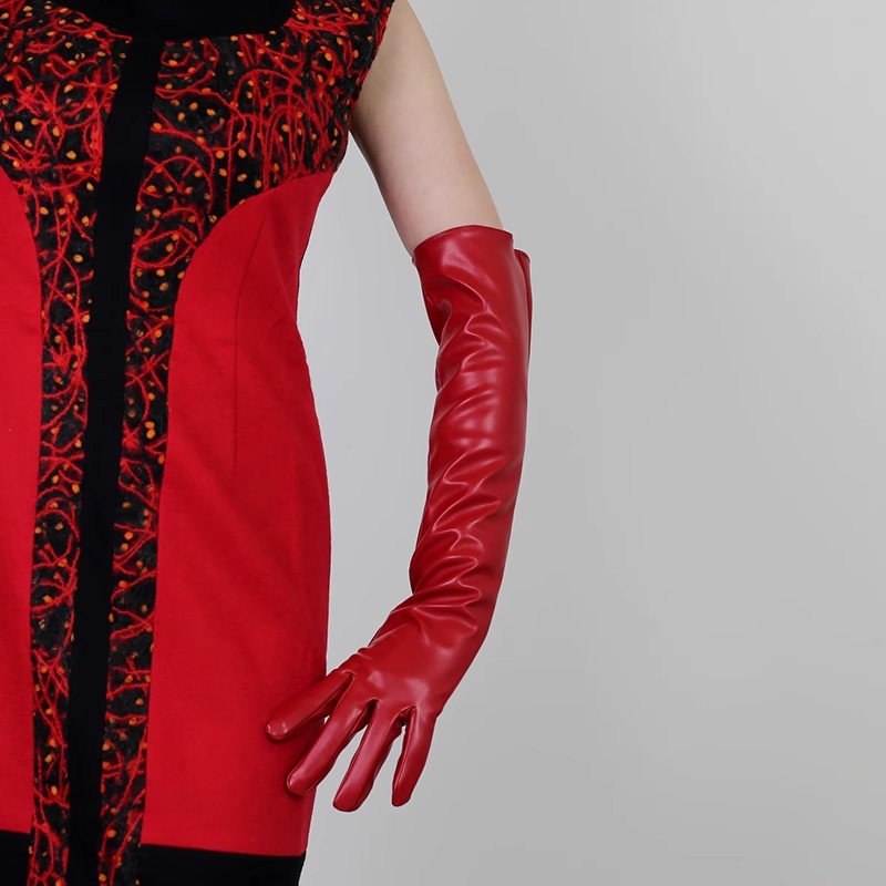 Women's Runway Fashion Red PU  - Formal Glove Leather 评论和价格