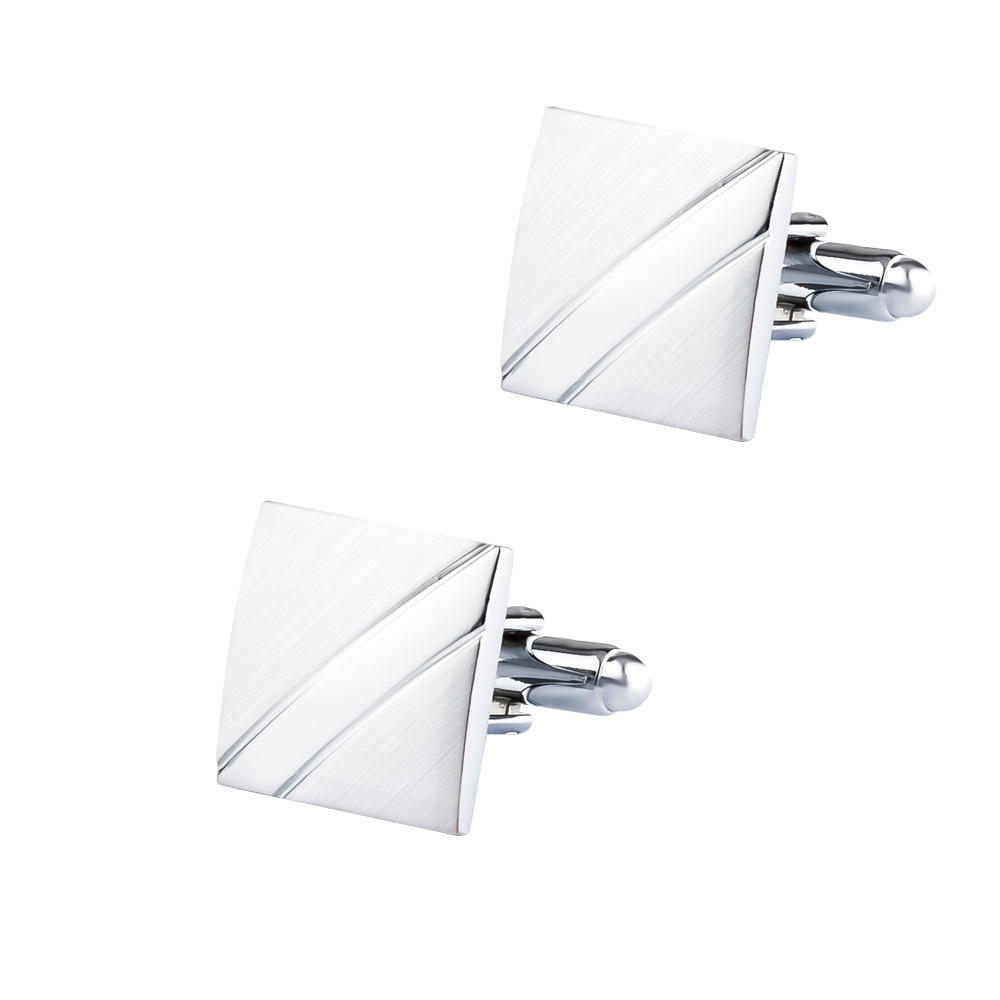 A Set Men New Silver Square Br - Cufflinks Silver Set 评论和价格