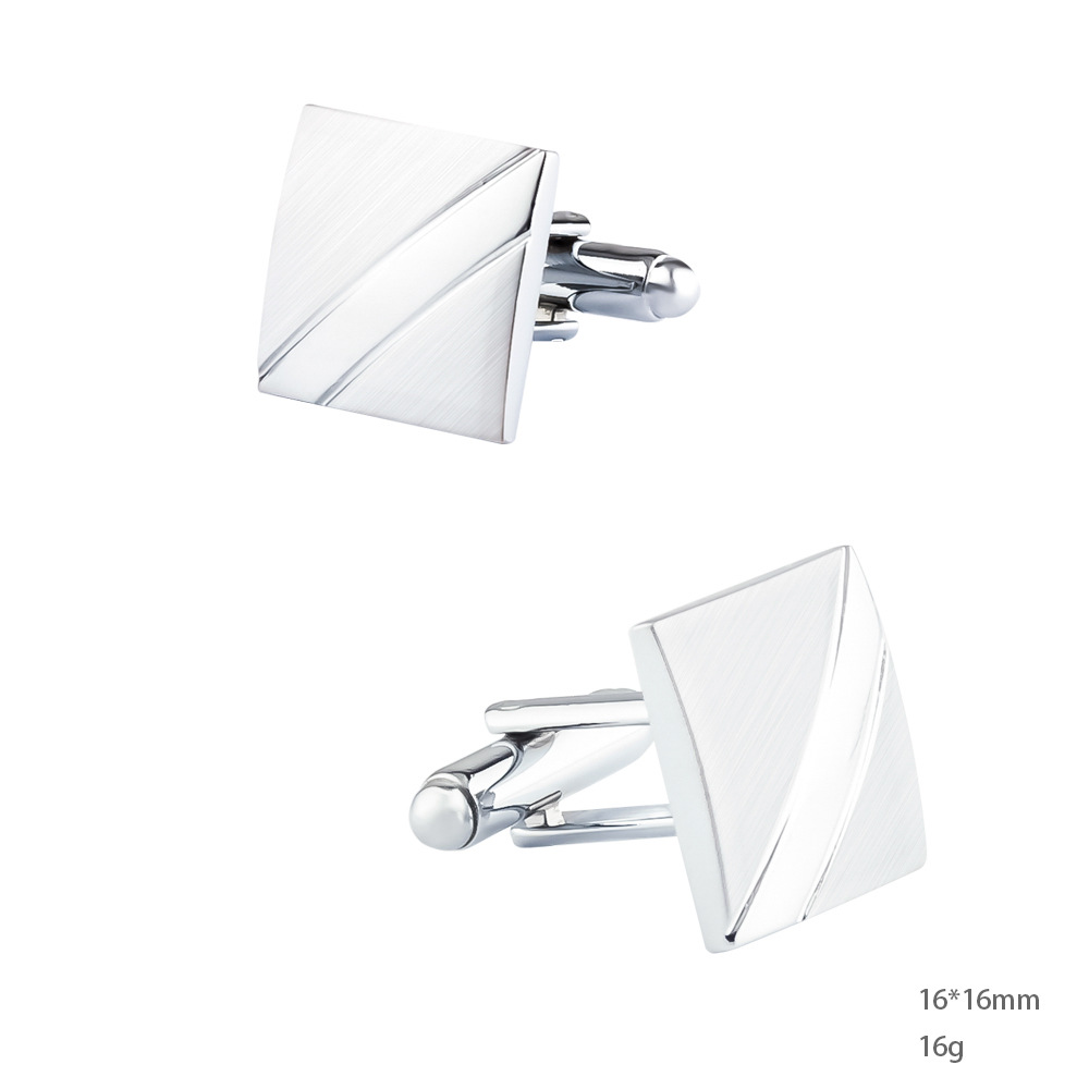 A Set Men New Silver Square Br - Cufflinks Silver Set 评论和价格