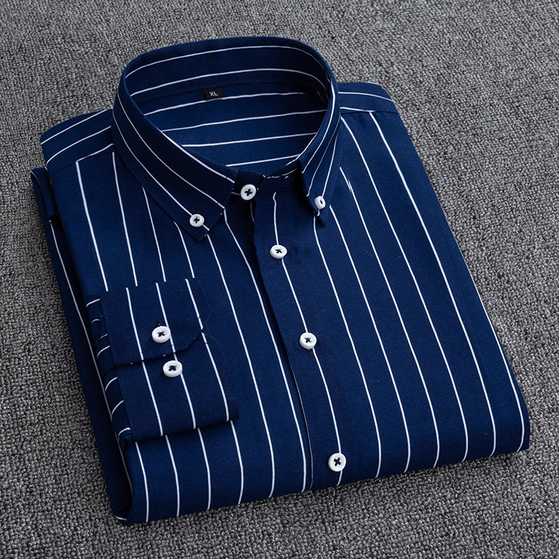 Mens Dress Shirts Striped Long - Korean Men Formal Wear 评论和价格