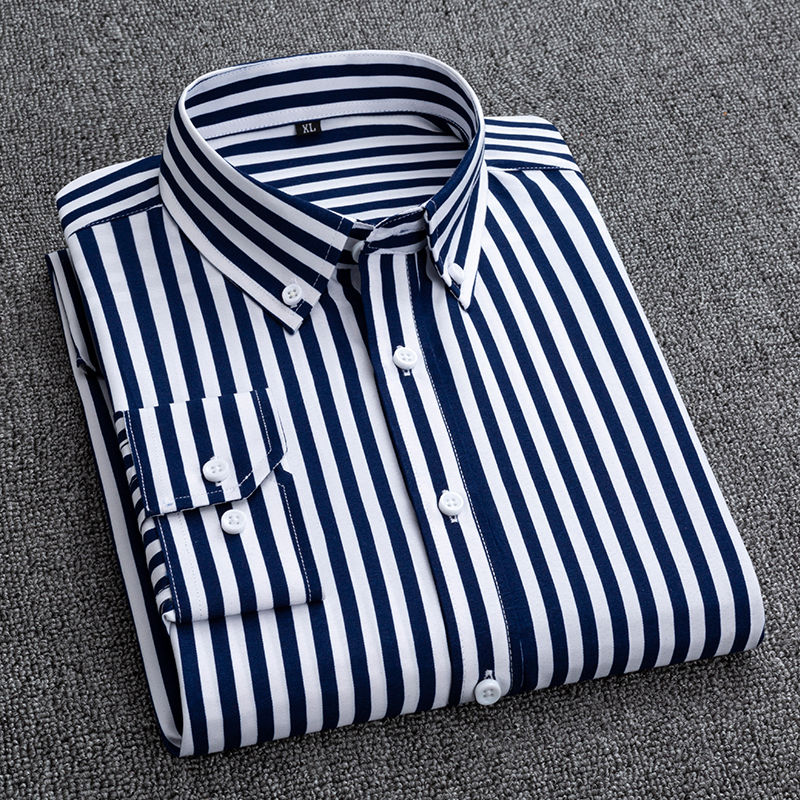 Mens Dress Shirts Striped Long - Korean Men Formal Wear 评论和价格