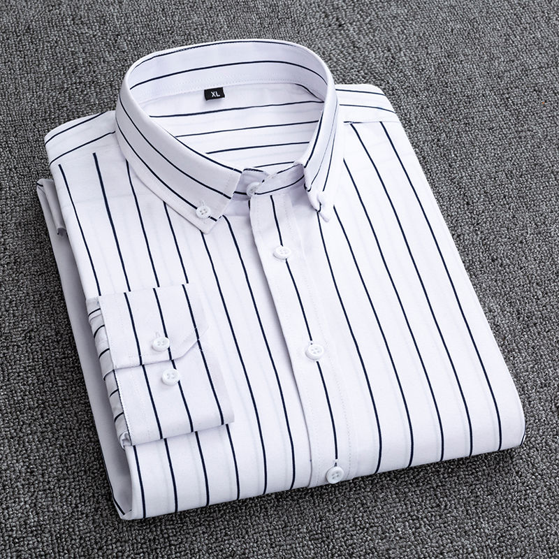 Mens Dress Shirts Striped Long - Korean Men Formal Wear 评论和价格