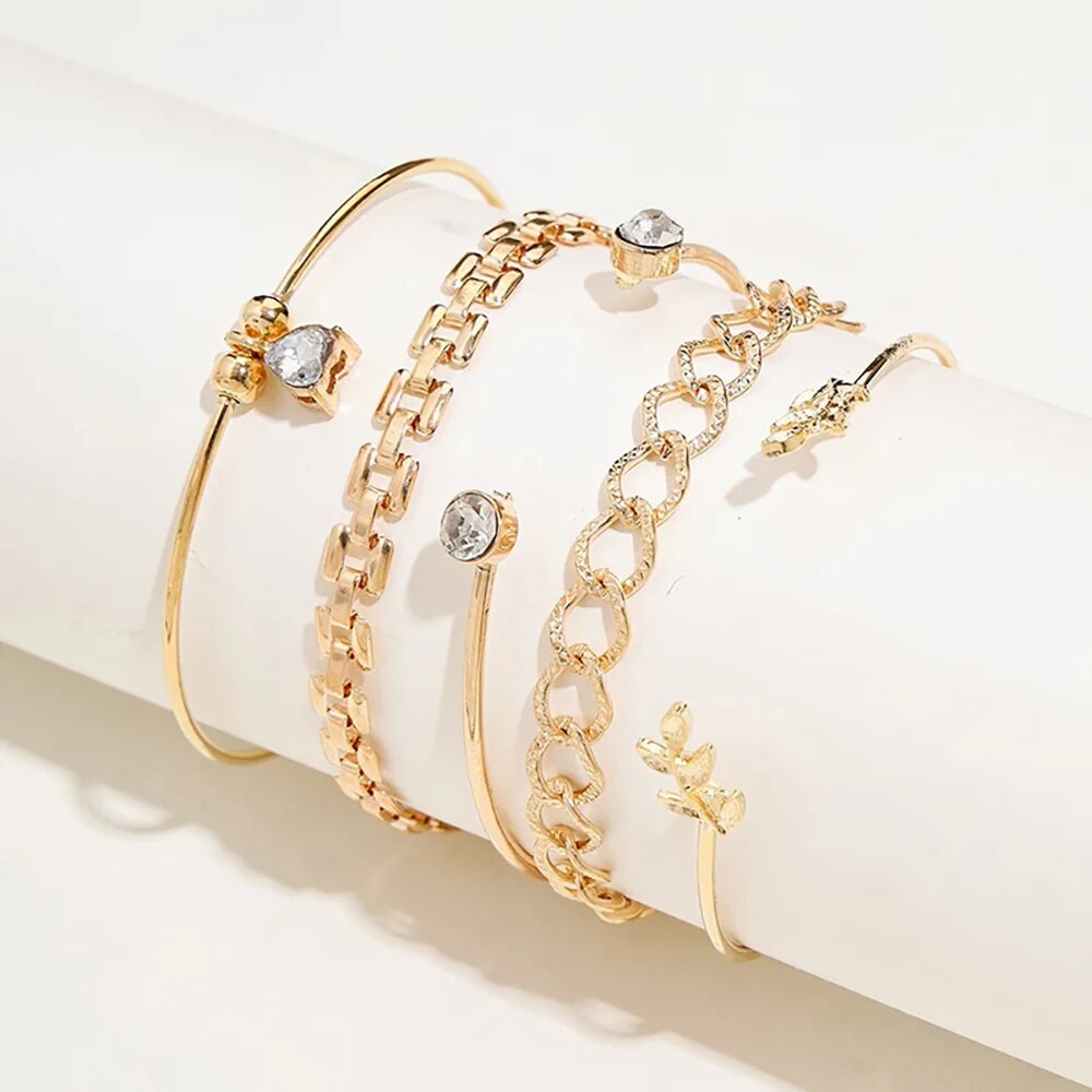 Bohemian Leaves Bracelet Set F - Cufflinks Silver Set 评论和价格