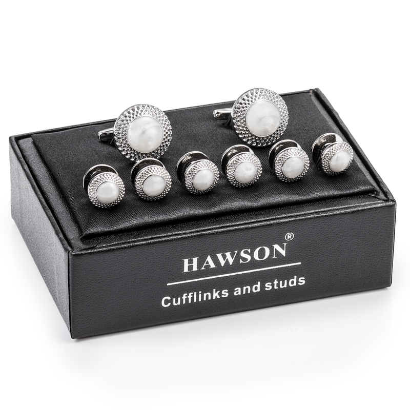 HAWSON Silver Plated Opal Shel - Cufflinks Silver Set 评论和价格