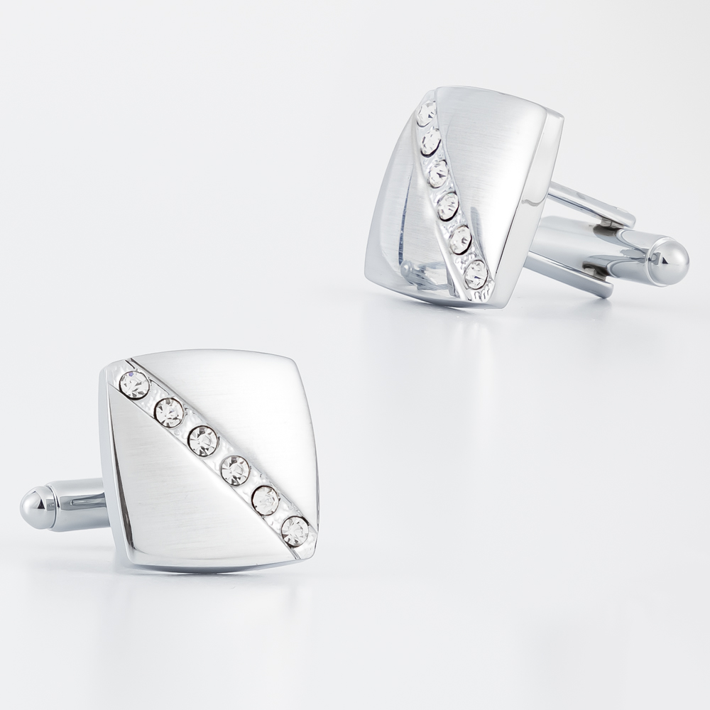 Fashion Mens Diamond Silver Cu - Cufflinks Silver Set 评论和价格