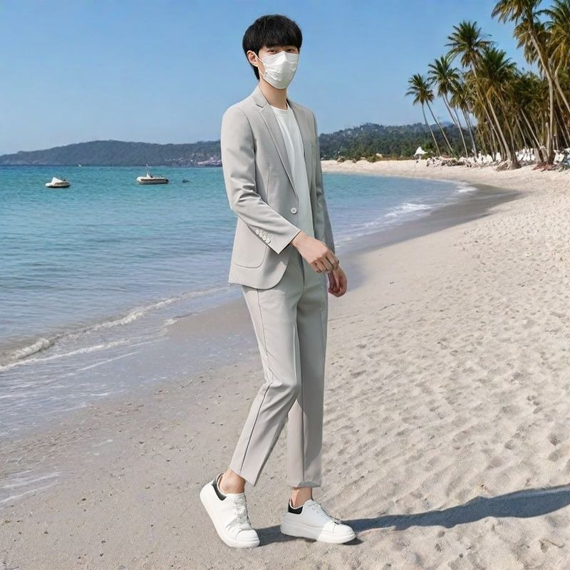 Men's Lightweight Summer Suit  - Korean Men Formal Wear 评论和价格