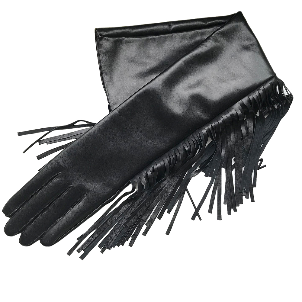 Women's Long Gloves Fringe Tas - Formal Glove Leather 评论和价格