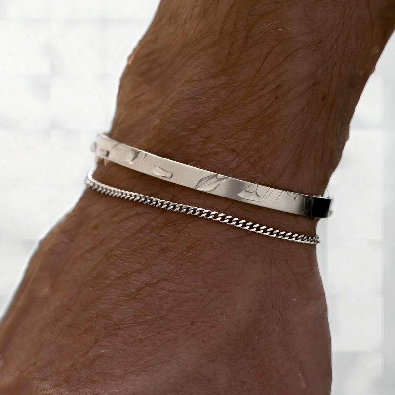 Stackable Bracelets for Men, 9 - Cufflinks Silver Set 评论和价格