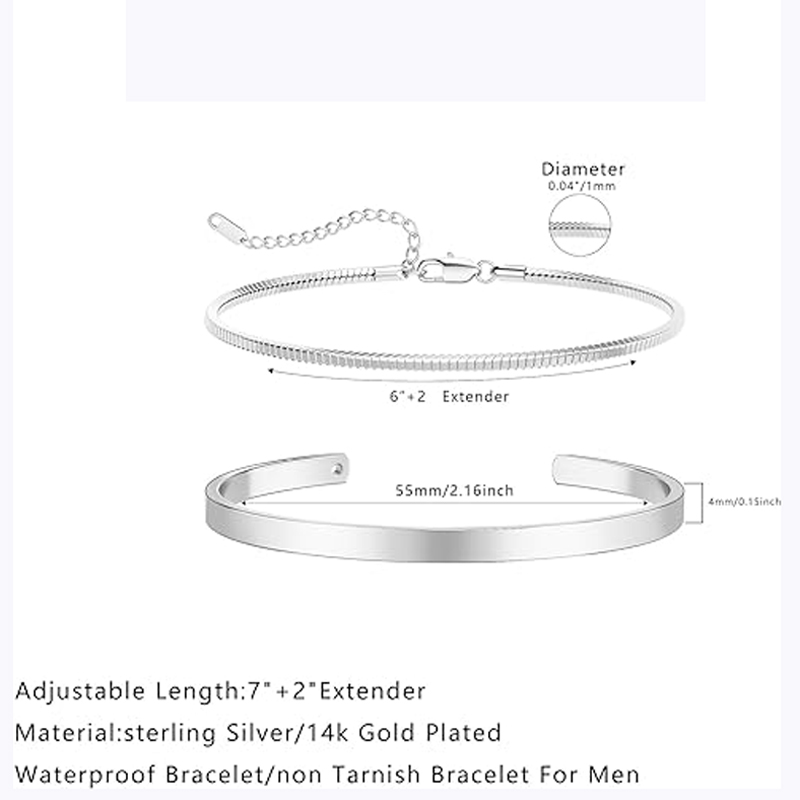 Stackable Bracelets for Men, 9 - Cufflinks Silver Set 评论和价格