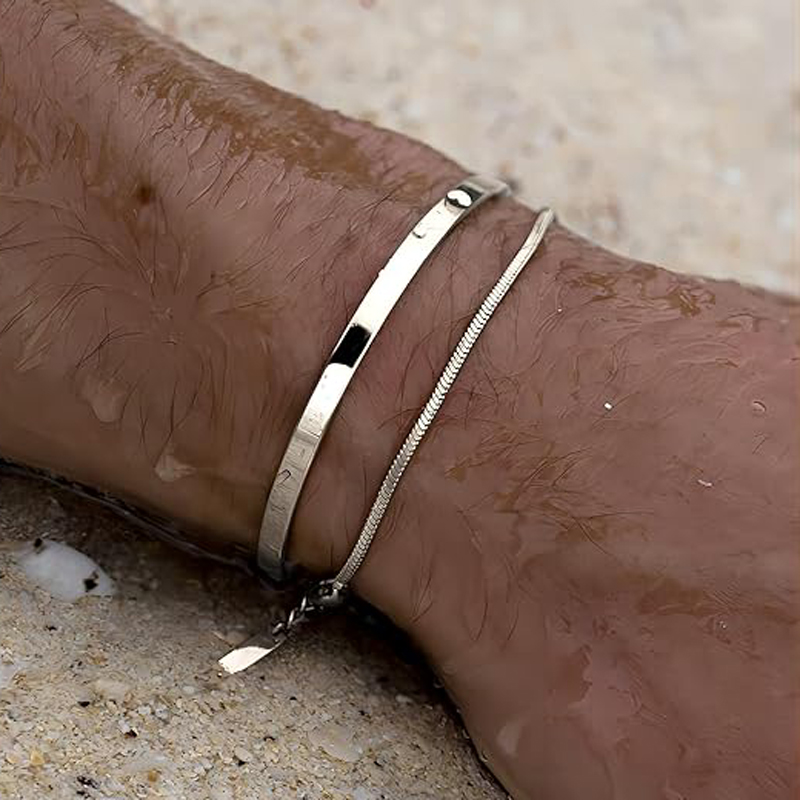 Stackable Bracelets for Men, 9 - Cufflinks Silver Set 评论和价格