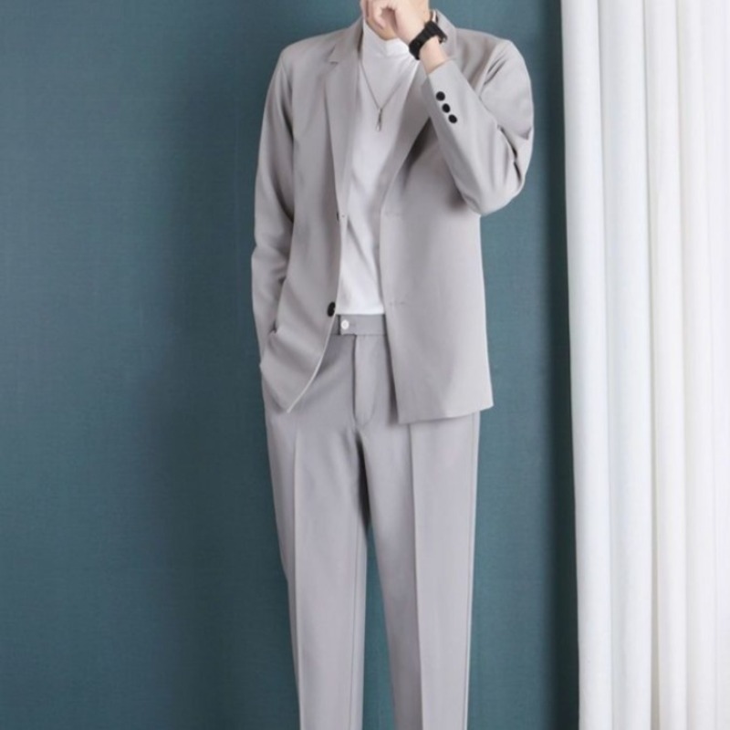 Men's Apricot Tow Piece Suit S - Korean Men Formal Wear 评论和价格