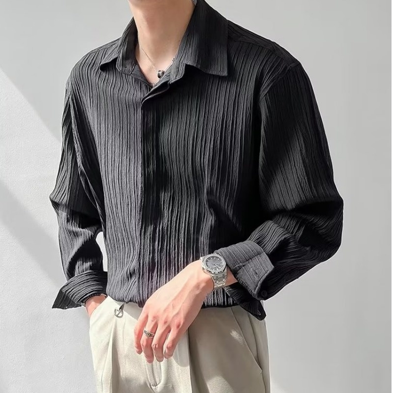 Black Apricot White Long-sleev - Korean Men Formal Wear 评论和价格