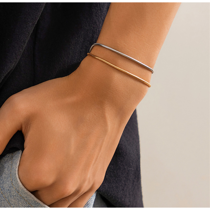 Men’s Snake Chain Bracelet Set - Cufflinks Silver Set 评论和价格